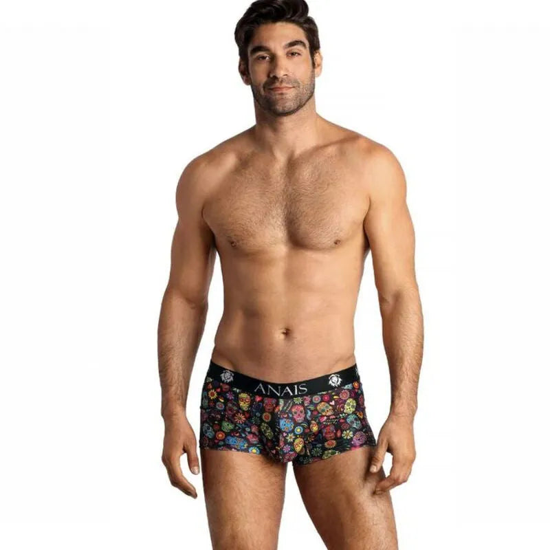 Boxer homme Anais Men Mexico, coupe sportive, motifs colorés, ceinture noire, ajustement parfait, lingerie sexy.