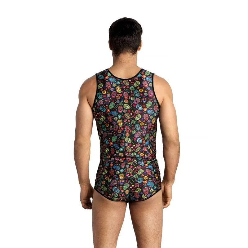 Débardeur homme sans manches, ajusté, motif coloré mexicain, polyamide et élasthanne, Anais Apparel.