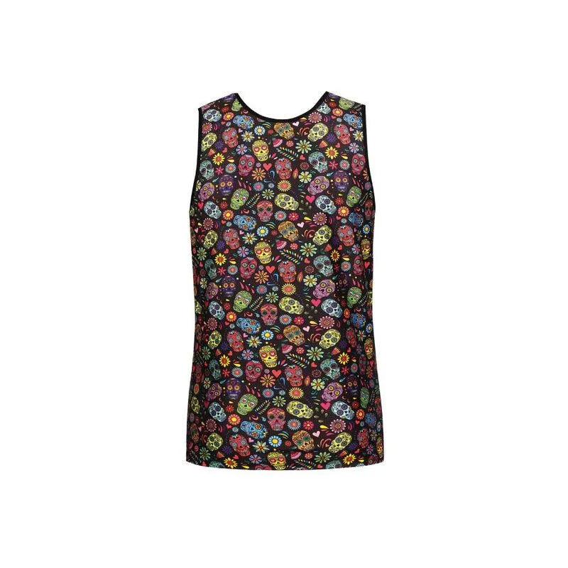 Débardeur homme coloré sans manches, ajusté, motifs mexicains, idéal pour un style classique et confortable.