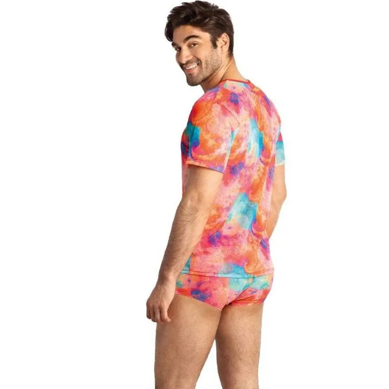 T-shirt homme ajusté, imprimé banane coloré, lycra doux, Anais Apparel, mode sexy, confort et style.
