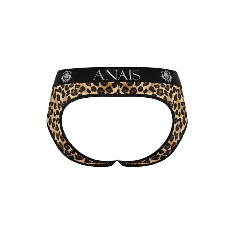 Bikini jock pour homme imprimé animalier, bande élastique noire, confort optimal, Anais Apparel.