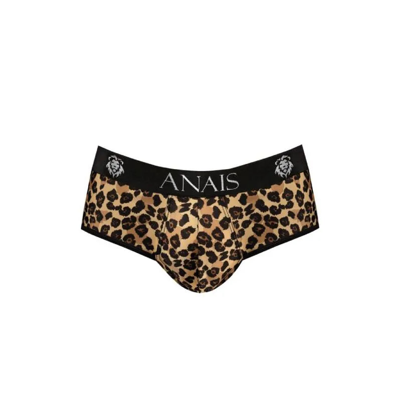 Bikini homme imprimé animalier, microfibre douce, bande élastique noire, marque Anais, confort et style sexy.