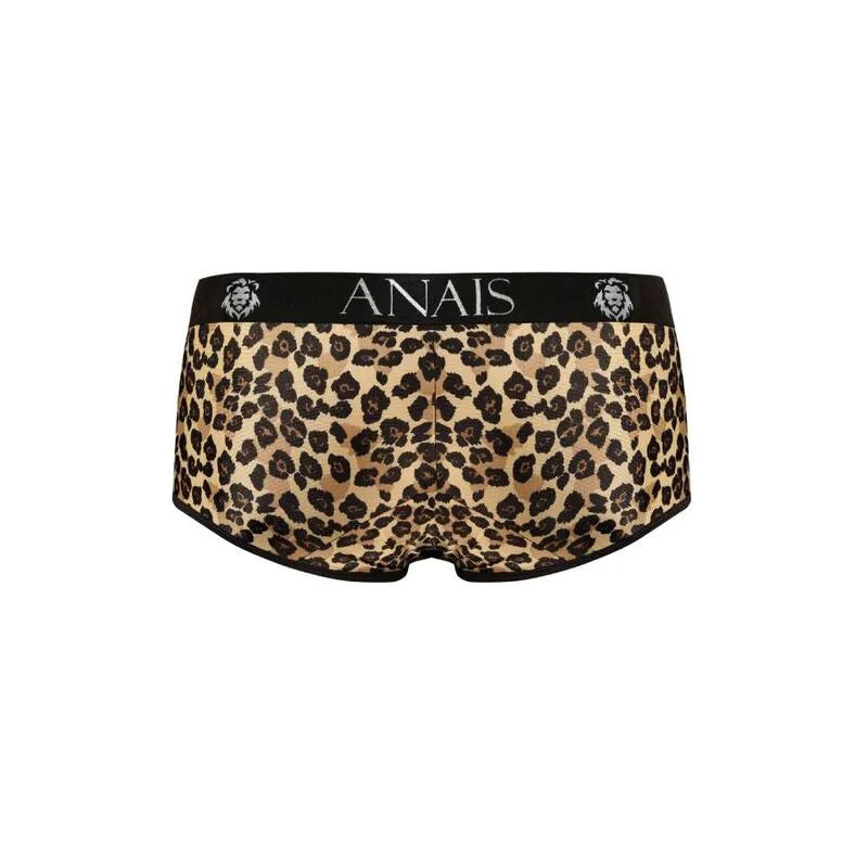 Culotte homme ANAIS MEN MERCURY, imprimé animal léopard, microfibre douce, bande élastique noire à la taille.