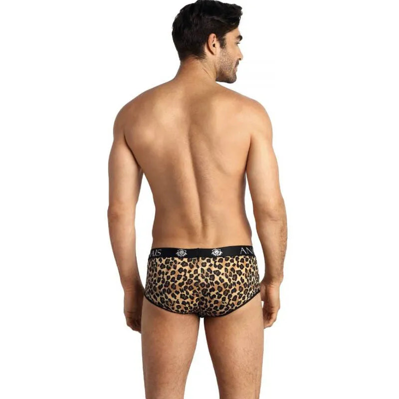 Slip homme imprimé animal, microfibre douce, bande élastique noire à la taille, Anais Mercury, confort et style.