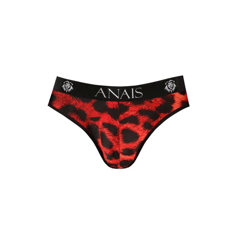 Slip homme rouge à imprimé animal sauvage, microfibre douce, bande élastique noire avec logo Anais, style sexy et conforta...