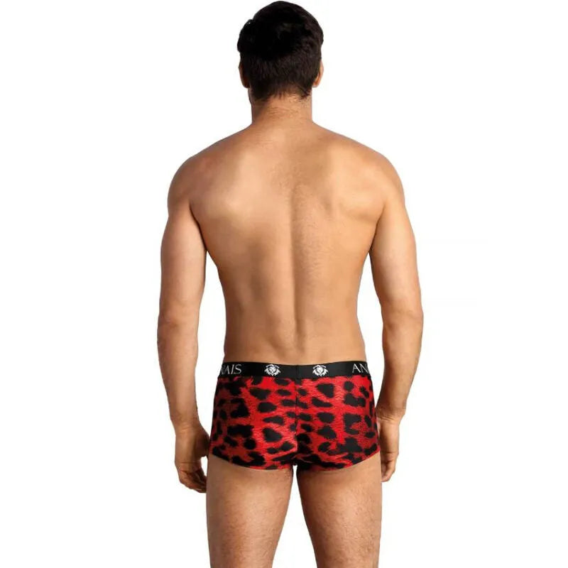 Boxer homme rouge imprimé animal, coupe sportive, microfibre douce, ajustement parfait, Anais Apparel.