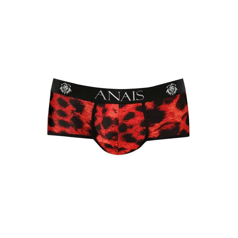 Slip homme rouge imprimé animal sauvage, coupe sportive, microfibre douce, marque Anais, ajustement parfait.