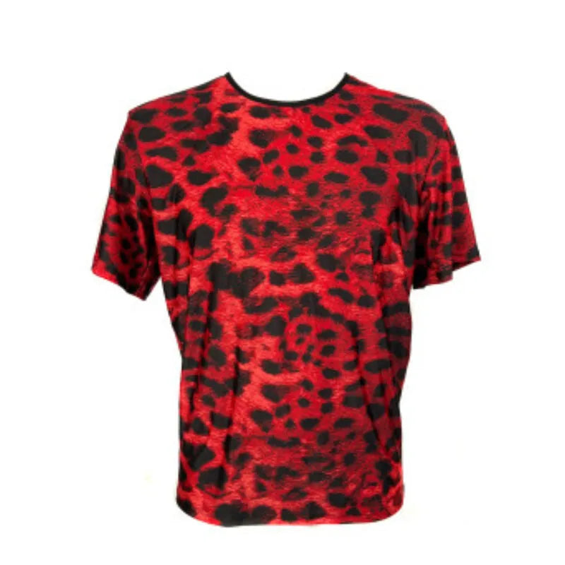 T-shirt rouge imprimé animal sauvage, ajusté, microfibre douce, Anais Men, mode sexy, tailles S à 3XL.