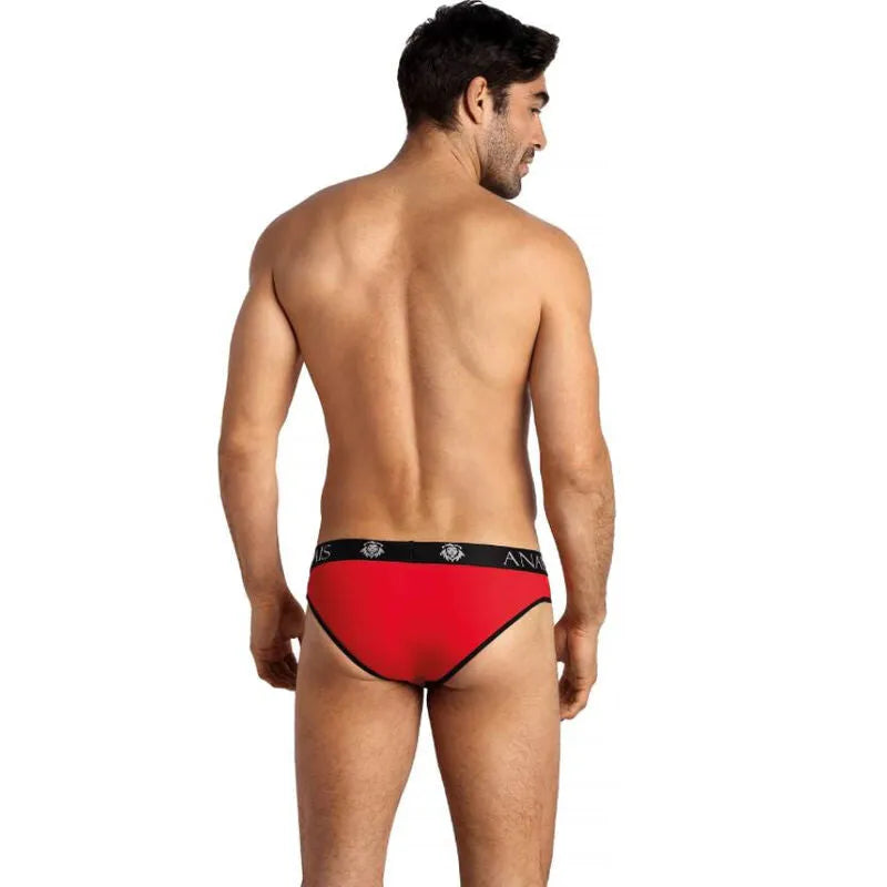 Slip homme rouge Anais Men Soul, bordure noire, microfibre douce, taille élastique, design sexy et confortable.