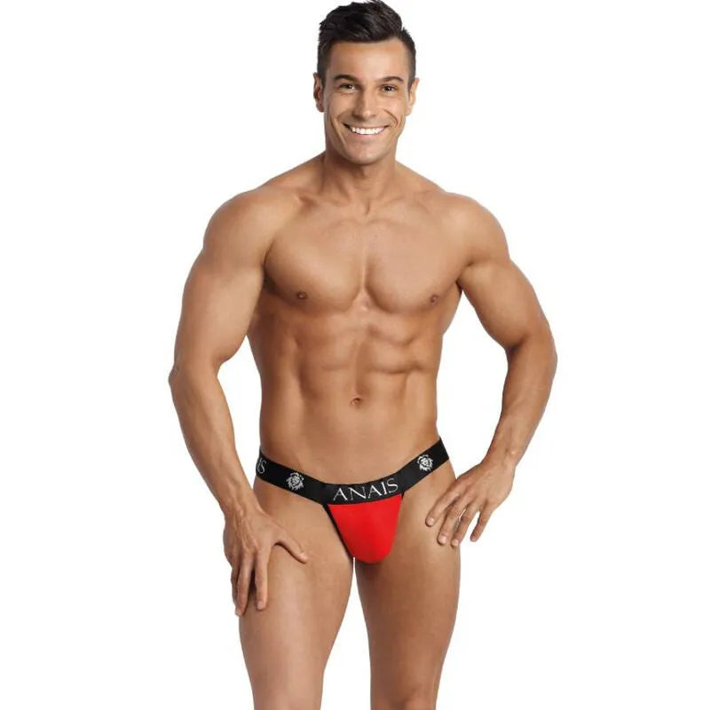 Jockstrap rouge Anais Men avec bordure noire, ajustement parfait, coupe audacieuse, microfibre douce, style révélateur.