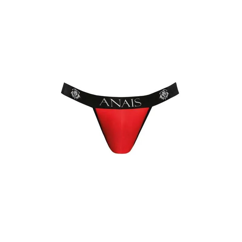 Jockstrap rouge Anais pour homme, bordure noire, microfibre douce, coupe audacieuse, ajustement parfait.