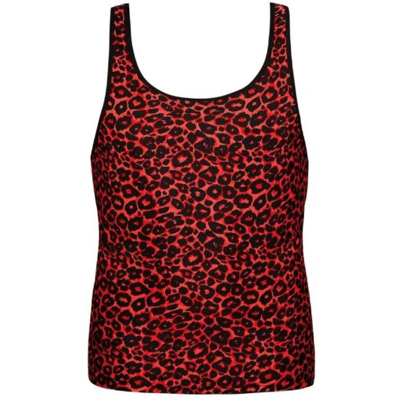 Débardeur rouge imprimé animal tribal, sans manches, ajustement parfait, microfibre douce, Anais Men.