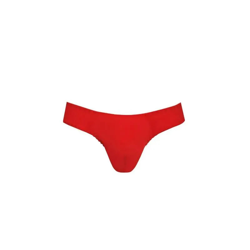 String homme rouge en microfibre douce avec bordure noire, élégant et confortable, Anais Apparel.