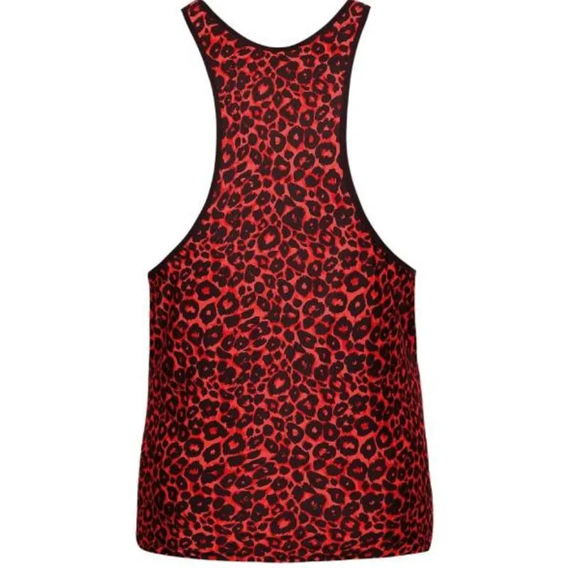 Débardeur rouge sans manches imprimé animal tribal, ajustement parfait, microfibre douce, Anais Men.