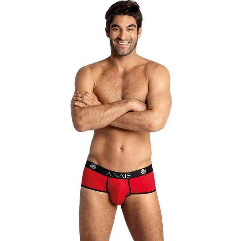 Slip rouge Anais Men Soul Brief, microfibre douce, bordure noire, coupe sportive, ajustement parfait, lingerie masculine.