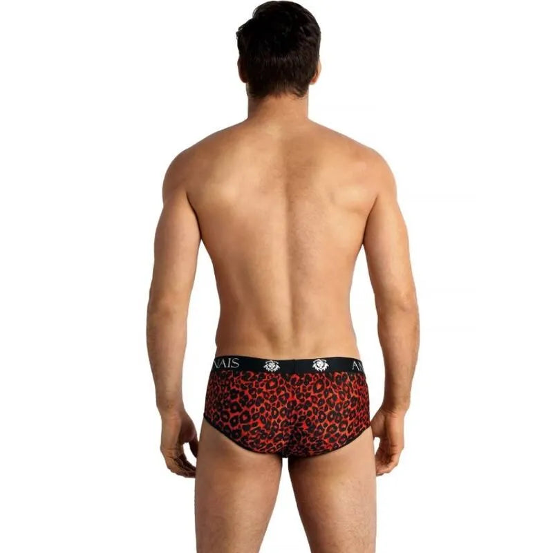 Culotte homme rouge imprimé animal, coupe sportive, microfibre douce, ajustement parfait, Anais Apparel.