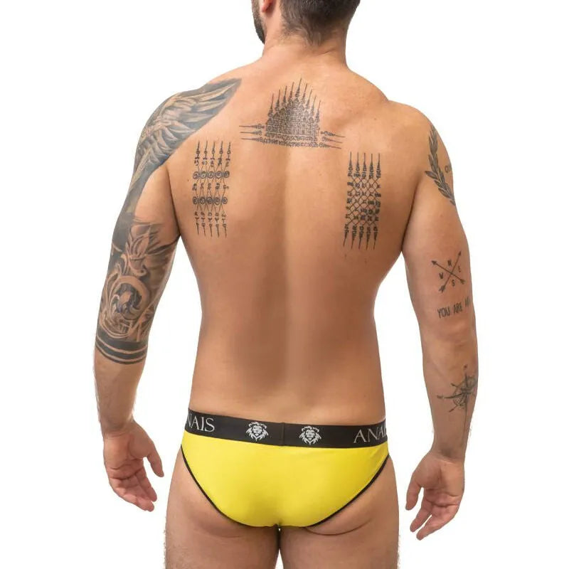 Slip homme jaune Tokyo, bande élastique noire Anais, coupe sexy et confortable, matériaux haute qualité.