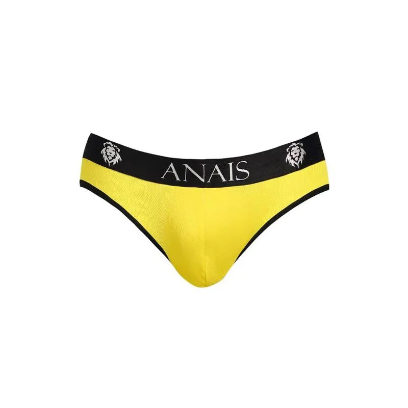 Slip homme jaune Tokyo Anais, bande élastique noire avec logo, coupe sexy et confortable, matériaux de haute qualité.