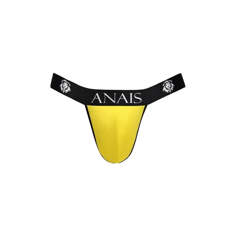 Jockstrap jaune Tokyo Anais pour homme, coupe audacieuse, élastique noir avec logo, matière douce et ajustement parfait.