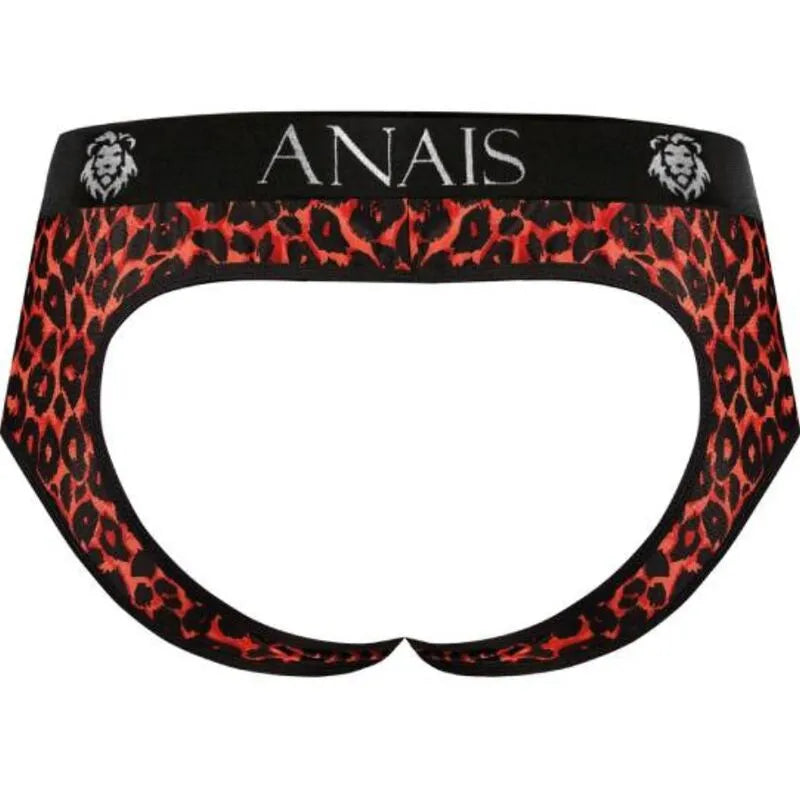 Bikini tribal rouge imprimé animal, coupe audacieuse, fesses ouvertes, microfibre douce, Anais Men.