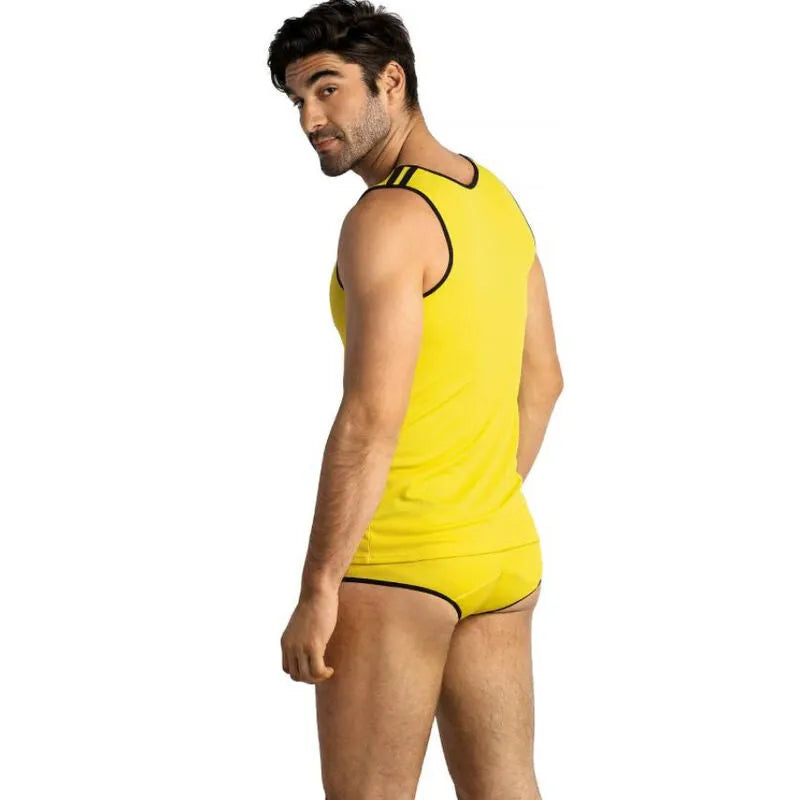 Débardeur jaune sans manches pour homme, ajusté, en modal doux, style classique, Anais Men Tokyo Top.
