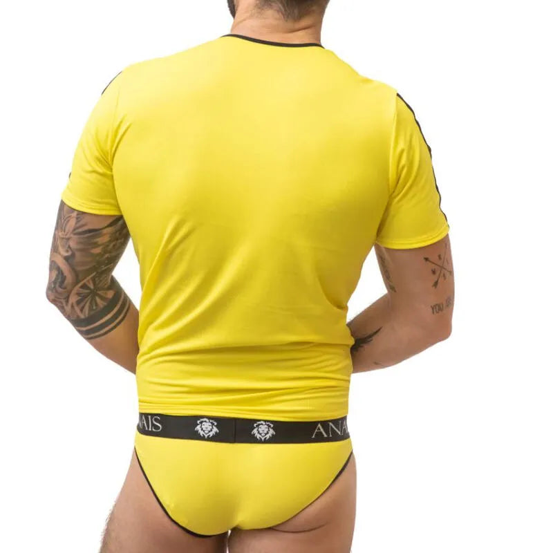T-shirt jaune Tokyo pour homme, ajusté, manches courtes, en modal doux, par Anais Apparel.