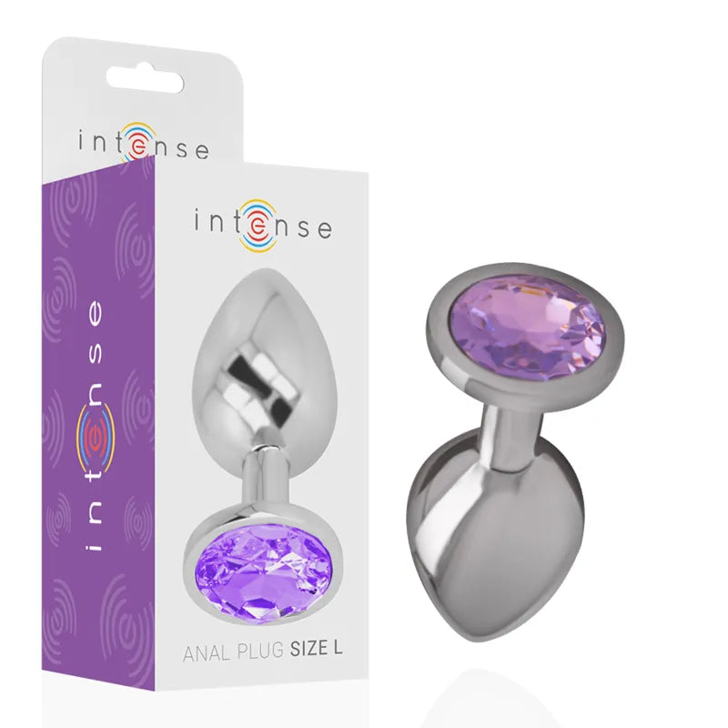 Plug anal en métal aluminium avec bijou violet cristal Intense Sexe sextoy plaisir anal design glamour