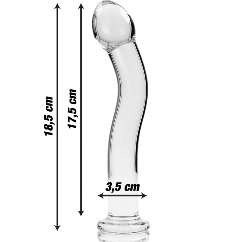 Plug anal en verre borosilicate incurvé transparent Nebula Series by Ibiza 18.5 cm 3.5 cm stimulation ciblée sécurité design luxueux sextoy intime couple
