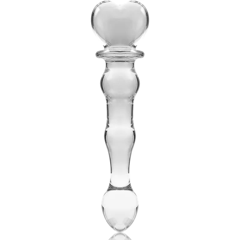 Sextoy en verre borosilicate transparent design ondulé pour stimulation anale ou vaginale 20.5 cm 3.5 cm