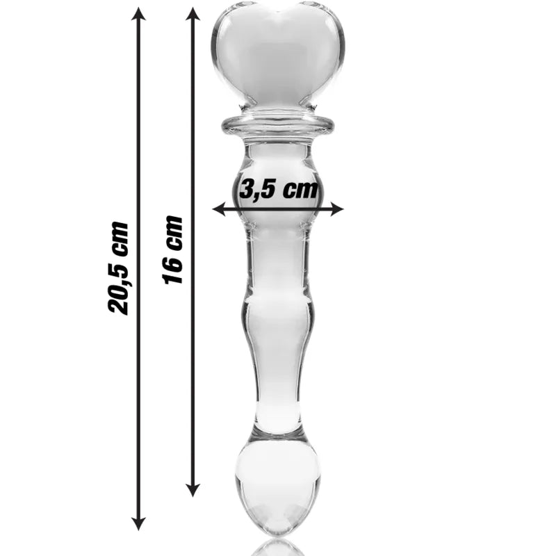 Sextoy en verre borosilicate transparent design ondulé pour stimulation anale ou vaginale 20.5 cm 3.5 cm