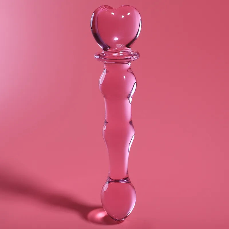 Dildo en verre borosilicate rose design dual cœur stimulation anal sextoy intimité Erotik Nebula Series Ibiza erotico