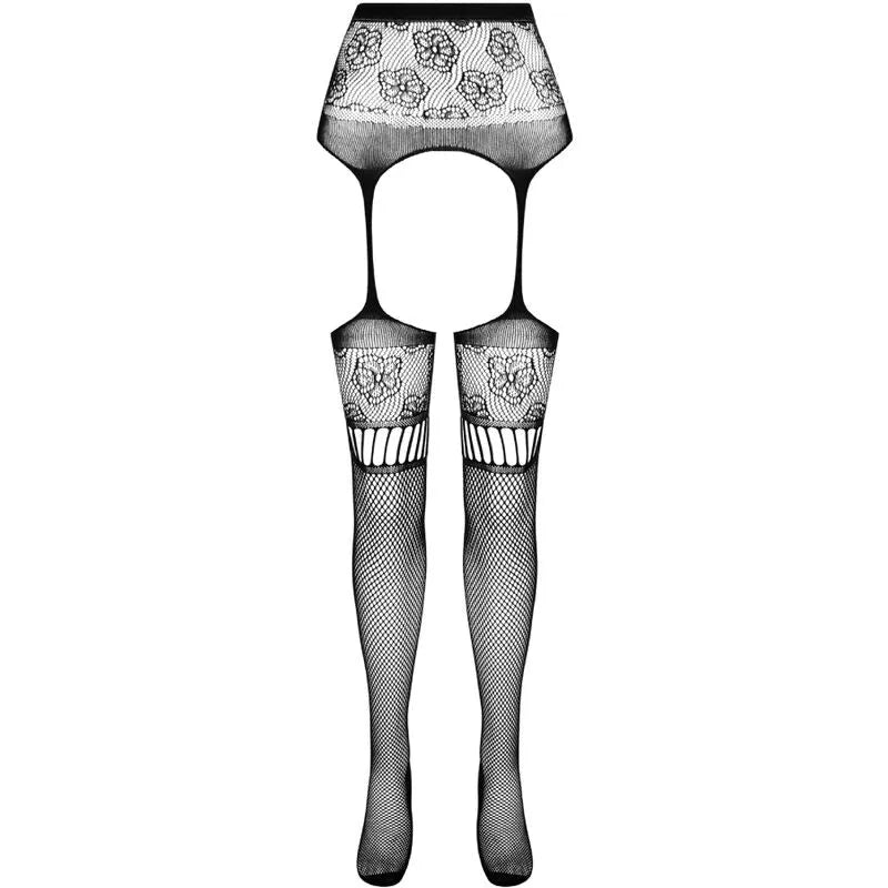 Bas ouverture élégants noirs, motif floral, résistants, taille unique, pour une touche de sophistication et sensualité.