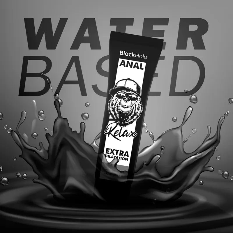 Gel lubrifiant anal Black Hole 150 ml, tube noir moderne, design audacieux, dilatation confortable, base d'eau.