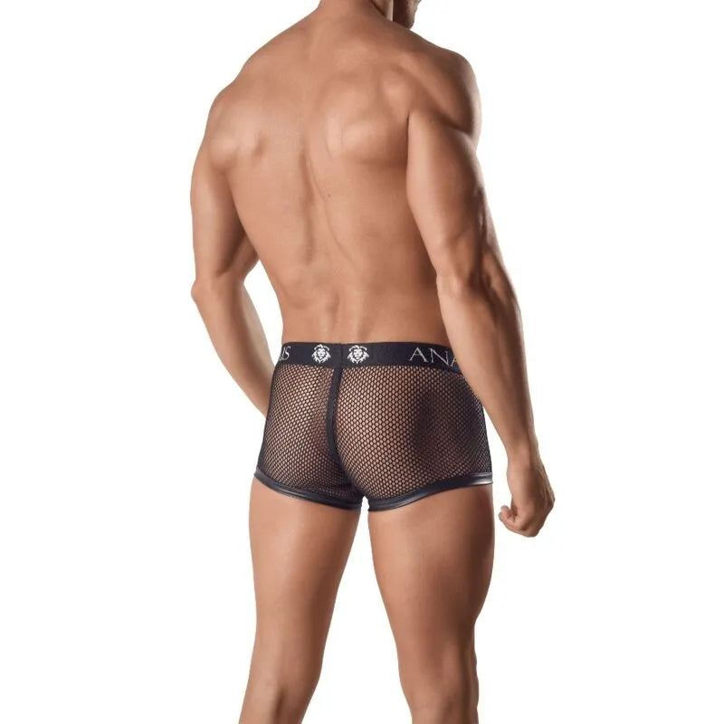 Boxer homme noir en mesh, coupe sport, ajustement parfait, Anais Apparel, taille 2XL, sexy et confortable.