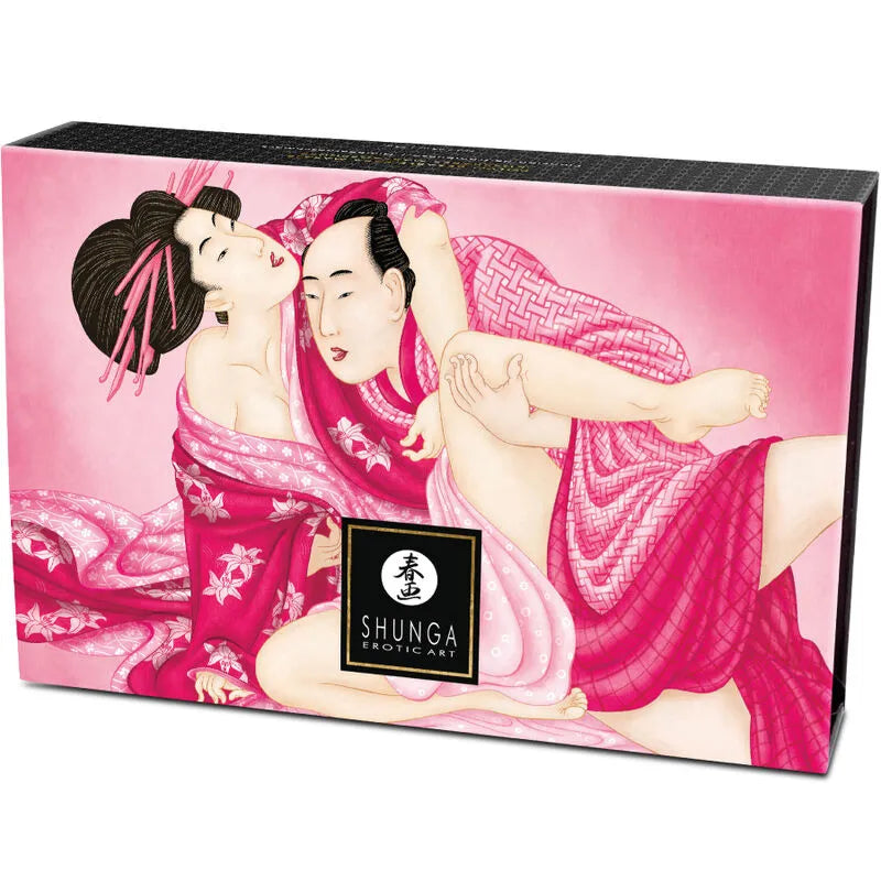 Shunga - Kit Érotique Poudre Massage Comestible Framboise Plumeau Sensuel Design Japonais Coffret Intimité cadeau surprise sextoy couple amoureux