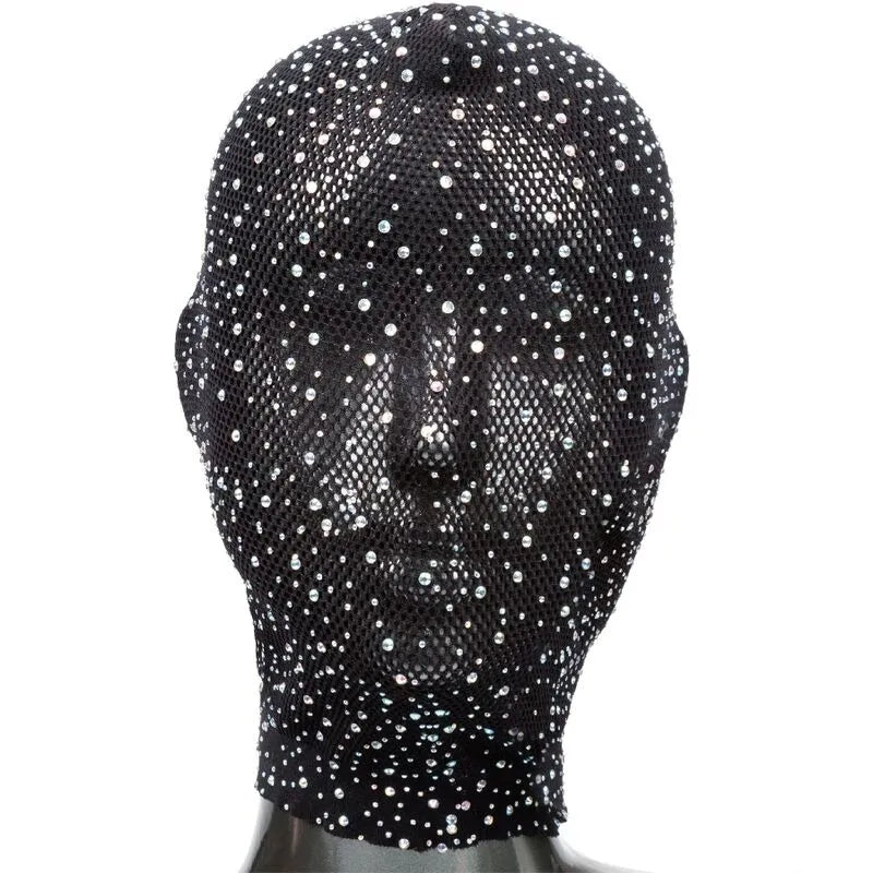 Capuche glamour Radiance avec détails étincelants, maille respirante et laçage corset pour jeux sensoriels intenses.
