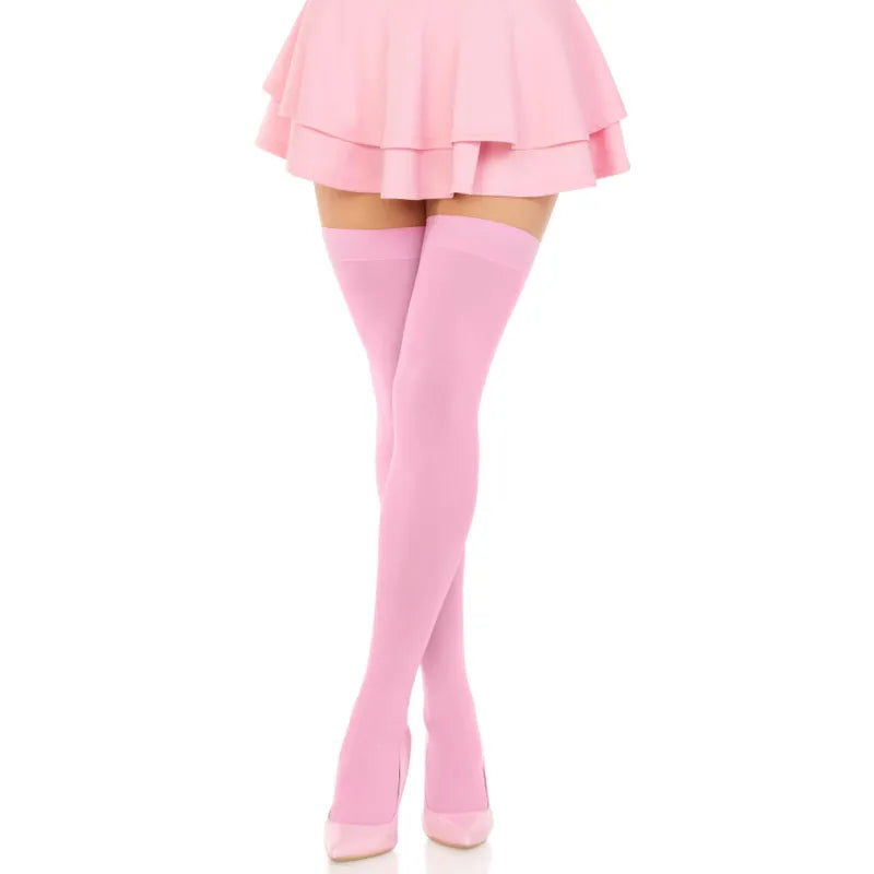 LEG AVENUE - CUISSES HAUTES EN NYLON ROSE
