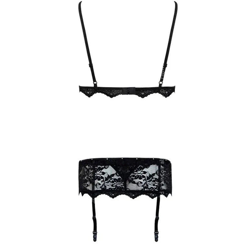LIVCO CORSETTI FASHION - BELITA LC 90231 SOUTIEN-GORGE + CULOTTE + JARRETIÈRE NOIR