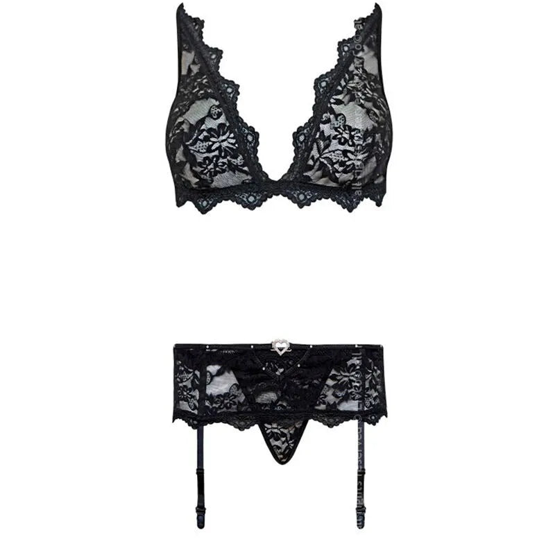 LIVCO CORSETTI FASHION - BELITA LC 90231 SOUTIEN-GORGE + CULOTTE + JARRETIÈRE NOIR