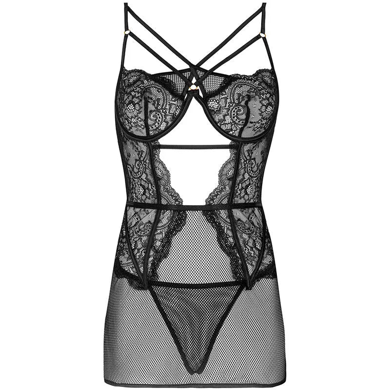 LIVCO CORSETTI FASHION - BARIRIN LC 90633 CHEMISE + CULOTTE NOIR