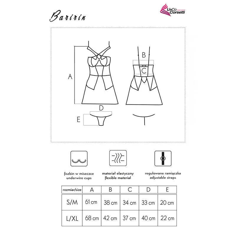 LIVCO CORSETTI FASHION - BARIRIN LC 90633 CHEMISE + CULOTTE NOIR