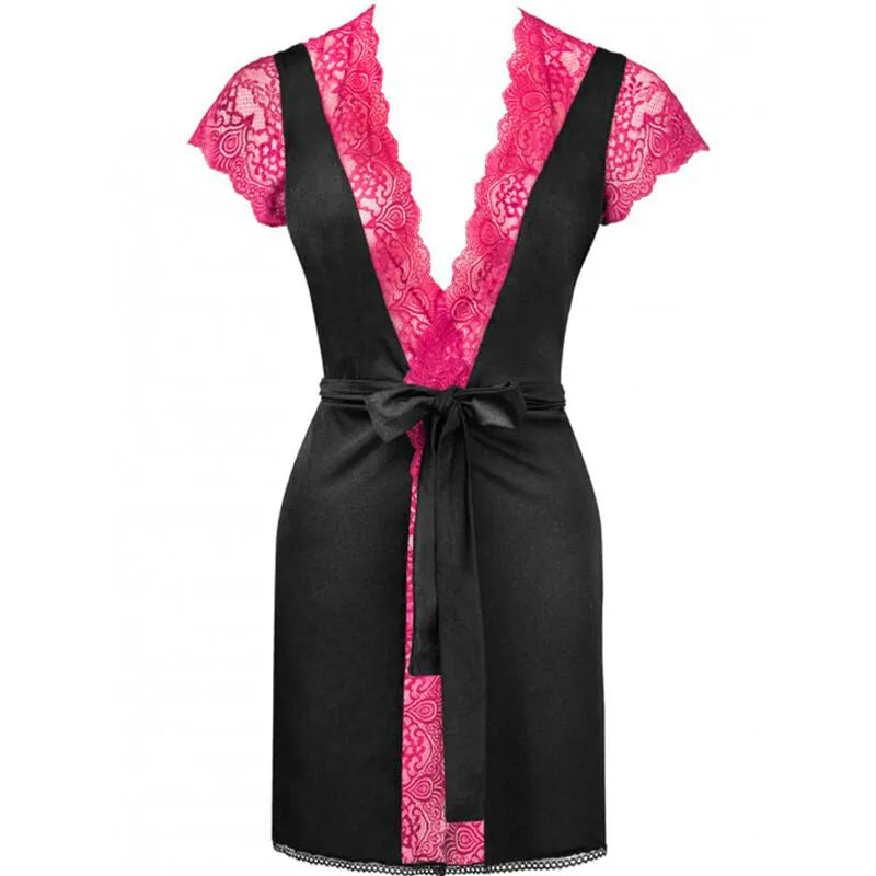LIVCO CORSETTI FASHION - ROBE DE CHAMBRE + CULOTTE KUMIKO LC 90428 NOIR
