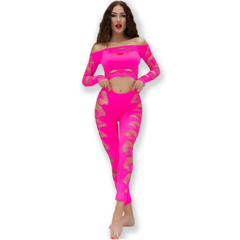 CHILIROSE - CR 4632 HAUT & PANTALON FUCHSIA