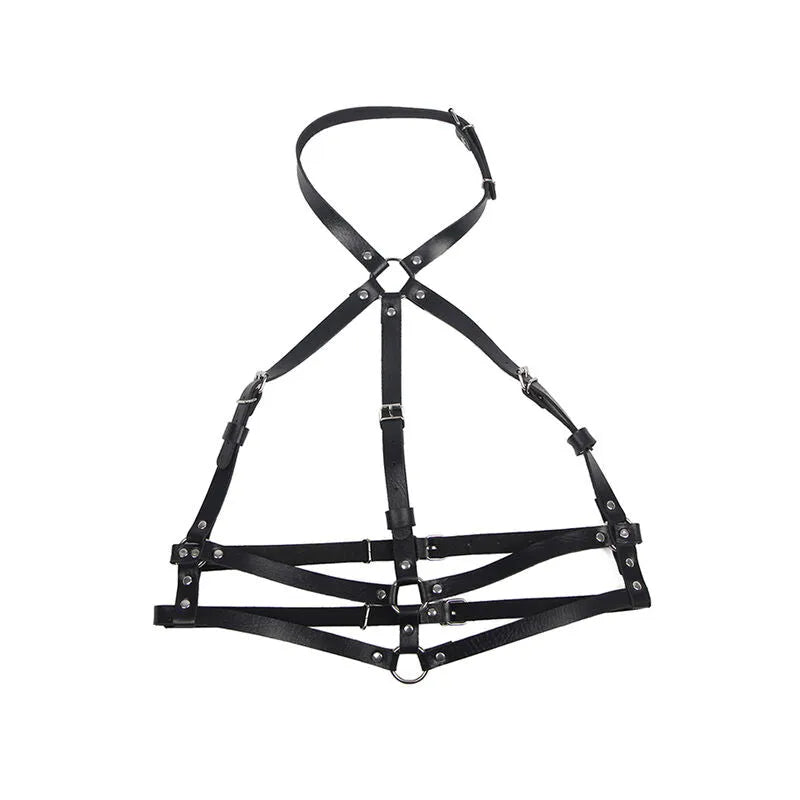 SUBBLIME - HARNAIS POITRINE ANNEAU CUIR NOIR