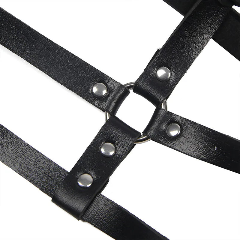 SUBBLIME - HARNAIS POITRINE ANNEAU CUIR NOIR