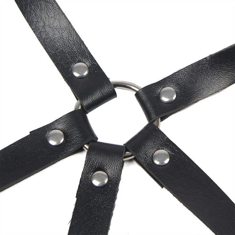 SUBBLIME - HARNAIS POITRINE ANNEAU CUIR NOIR