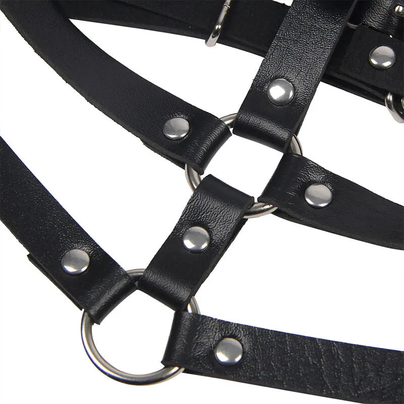 SUBBLIME - HARNAIS POITRINE ANNEAU CUIR NOIR