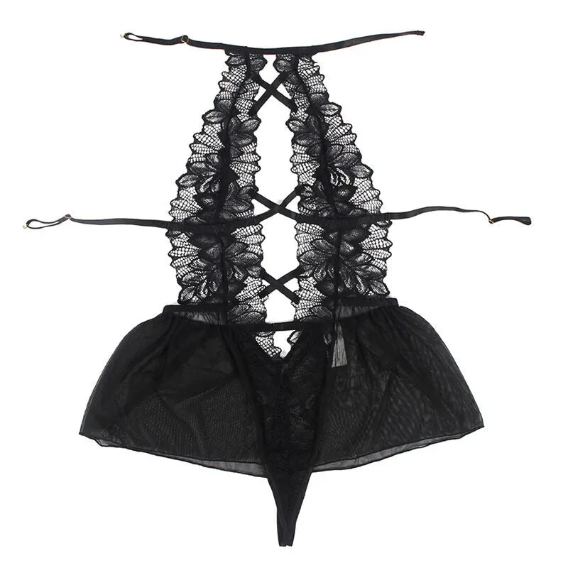 lingerie sexy dentelle noire dos nu matière confortable pour femmes séduisantes