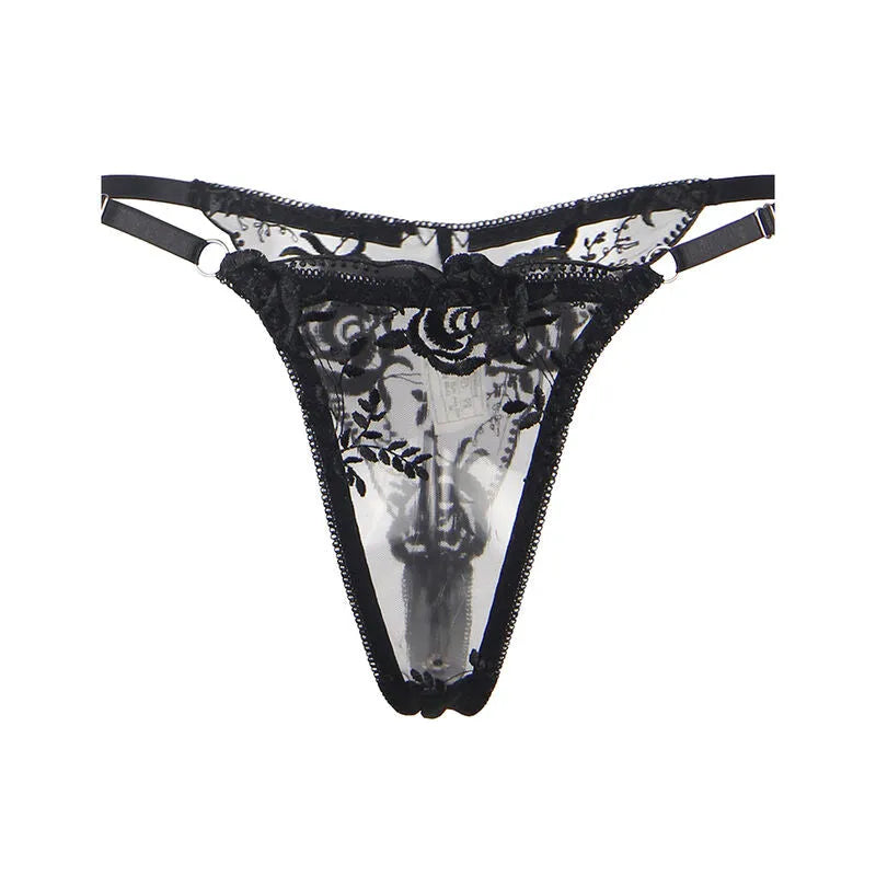 SUBBLIME - LOT 3 PIÈCES SOUTIEN-GORGE + STRING + JARRETIÈRE IMPRIMÉ FLORAL NOIR