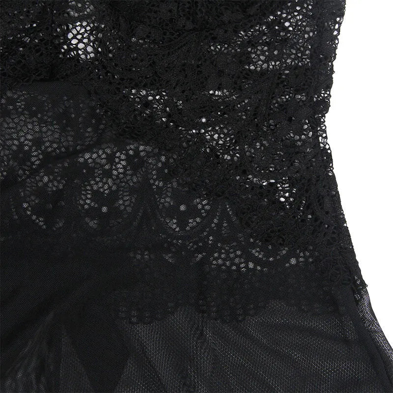 SUBBLIME - TISSU TULLE BABYDOLL AVEC DENTELLE ET DÉTAIL FLEUR NOIR